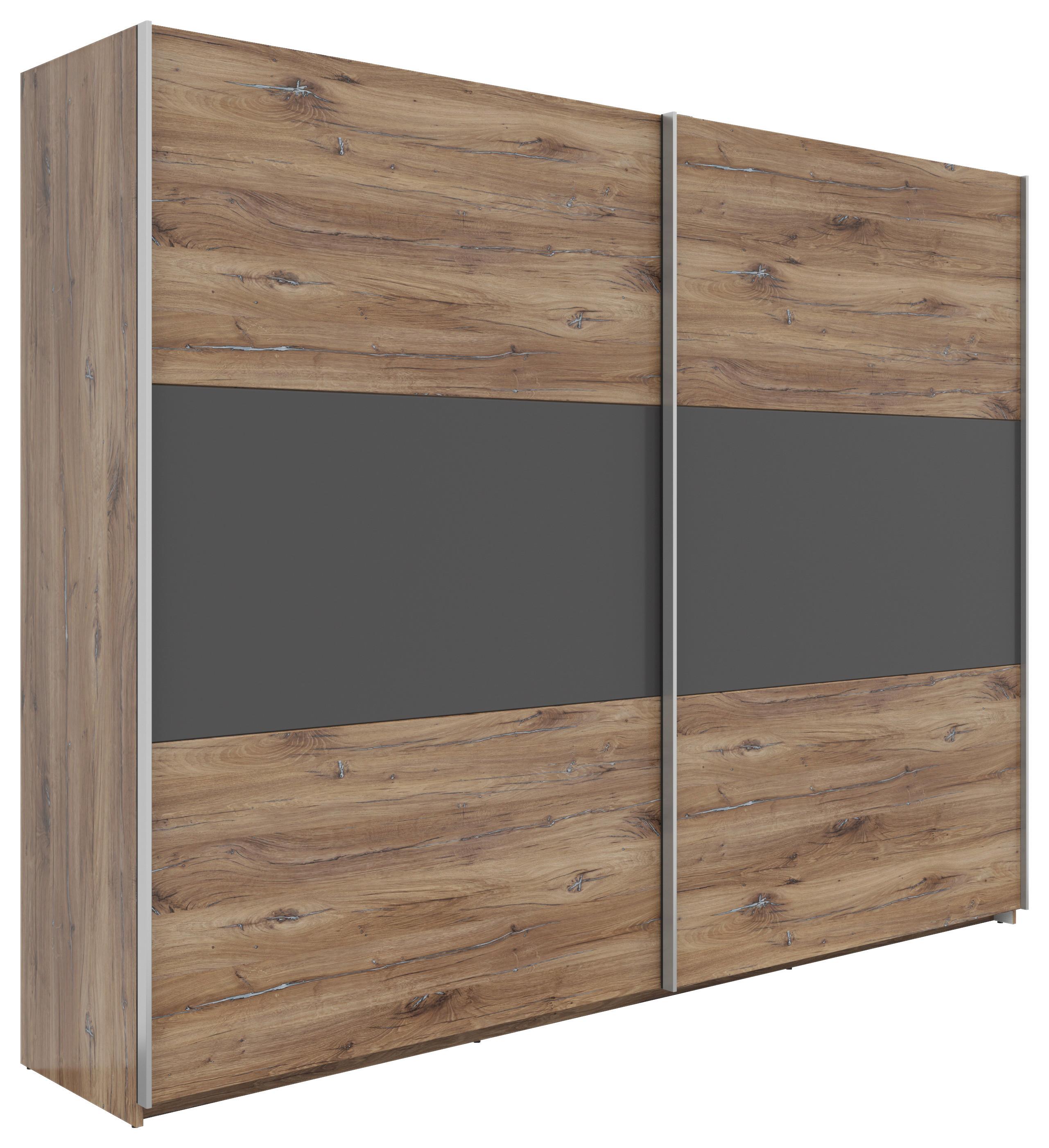 Dulap Cu Uși Culisante Saturn - stejar închis la culoare/grafit, Konventionell, material pe bază de lemn (270/210/59cm) - Modern Living