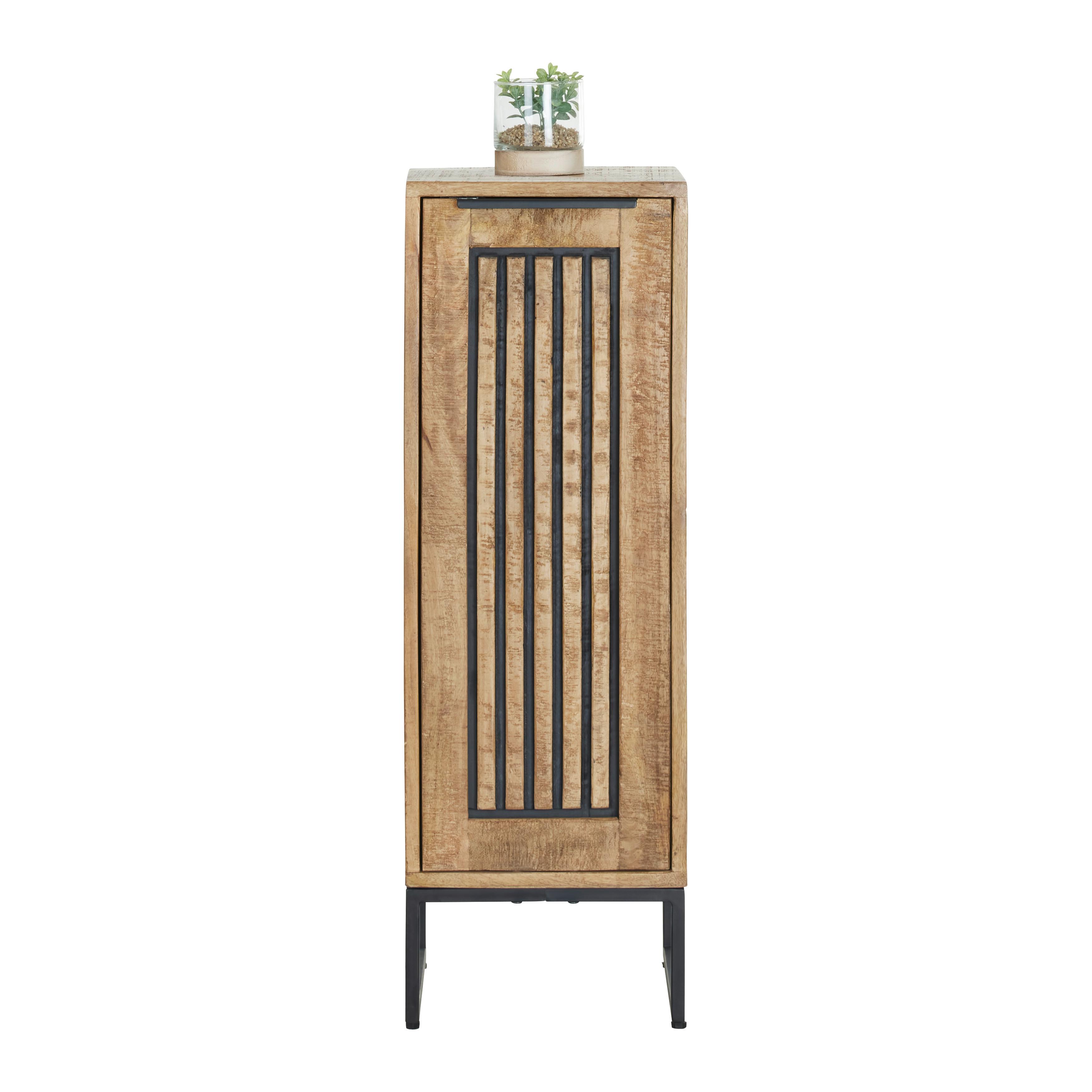 Seitenschrank Everest Naturfarben/Schwarz - Schwarz/Naturfarben, Natur, Holz/Metall (30/90/32cm) - Mömax