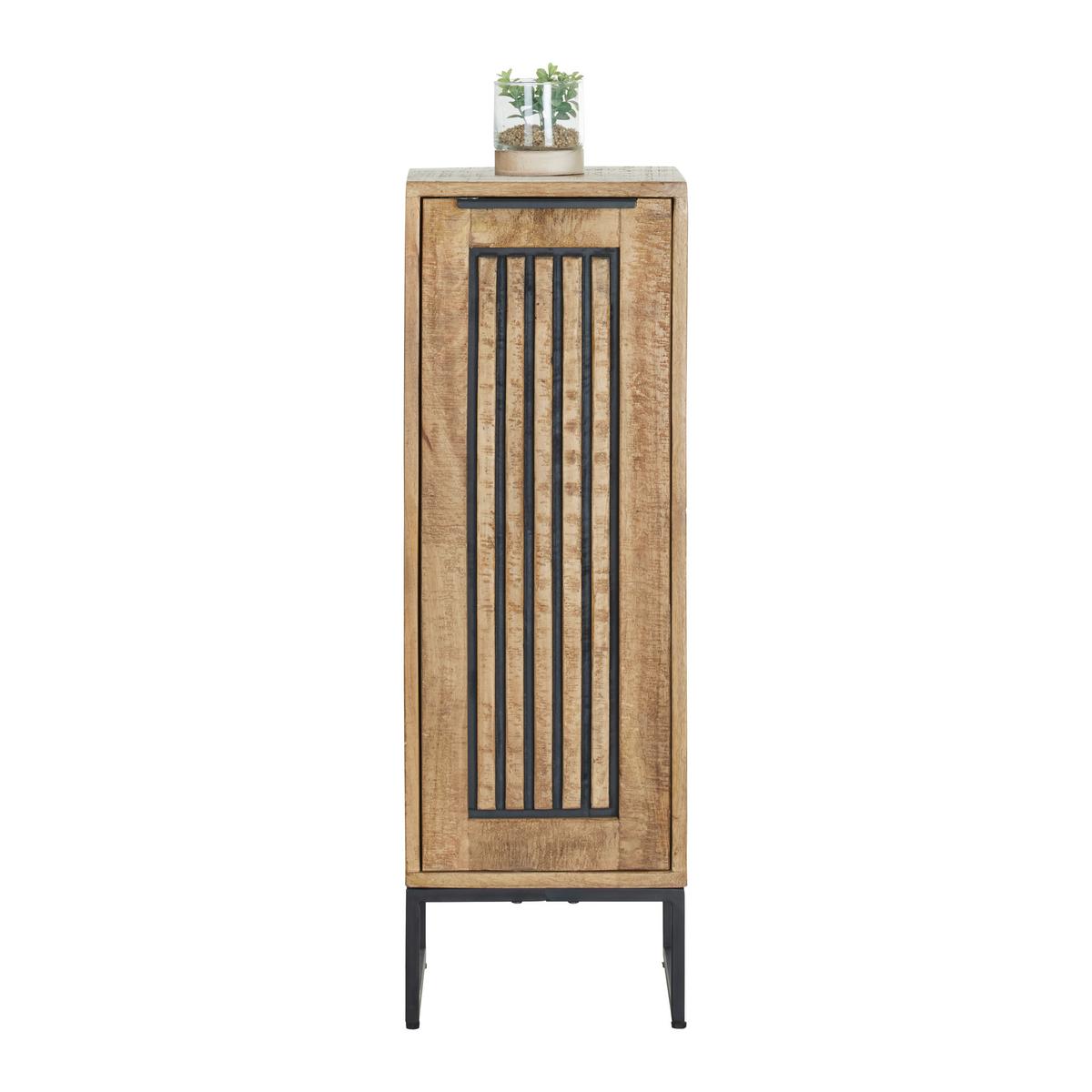 Seitenschrank Everest Naturfarben/Schwarz - Schwarz/Naturfarben, Natur, Holz/Metall (30/90/32cm) - Mömax