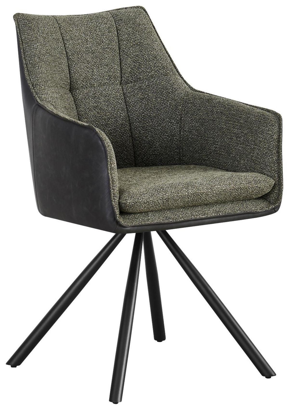 Scaun LEONY - verde/negru, Modern, lemn/metal (56/89/63cm) - Premium Living