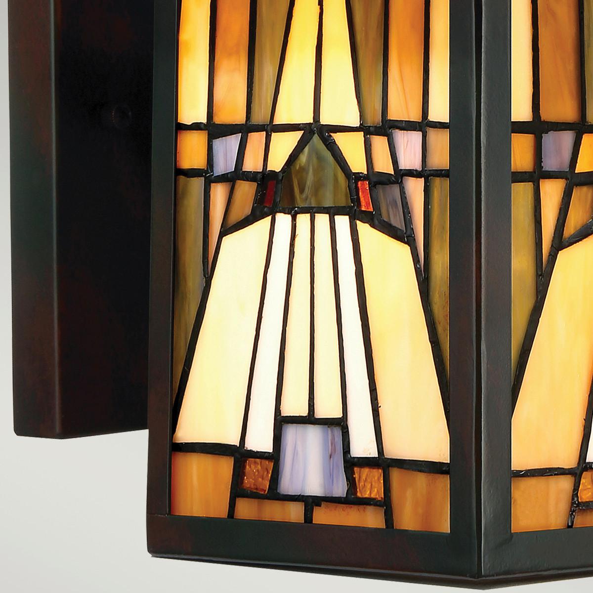 Kültéri Falilámpa Qz-Inglenook2-M Tiffany - bronzszínű, Konventionell, üveg/fém (21.5/31.4/26.1cm) - Elstead Lighting