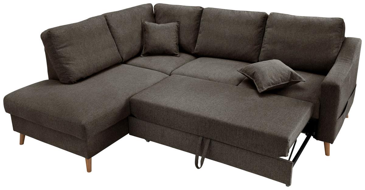 Wohnlandschaft Valentina Braun Struktur - Braun/Naturfarben, KONVENTIONELL, Holz/Textil (200/230cm) - P & B