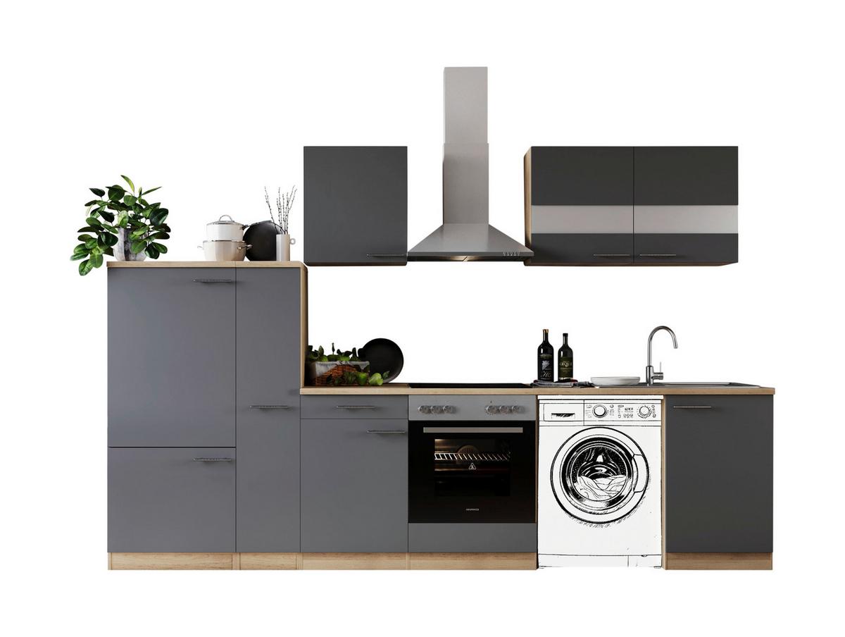 Kuhinjski Blok Z Aparati Merle, 310cm - barve nerjavečega jekla/siva, Basics, kovina/steklo (310cm) - Respekta