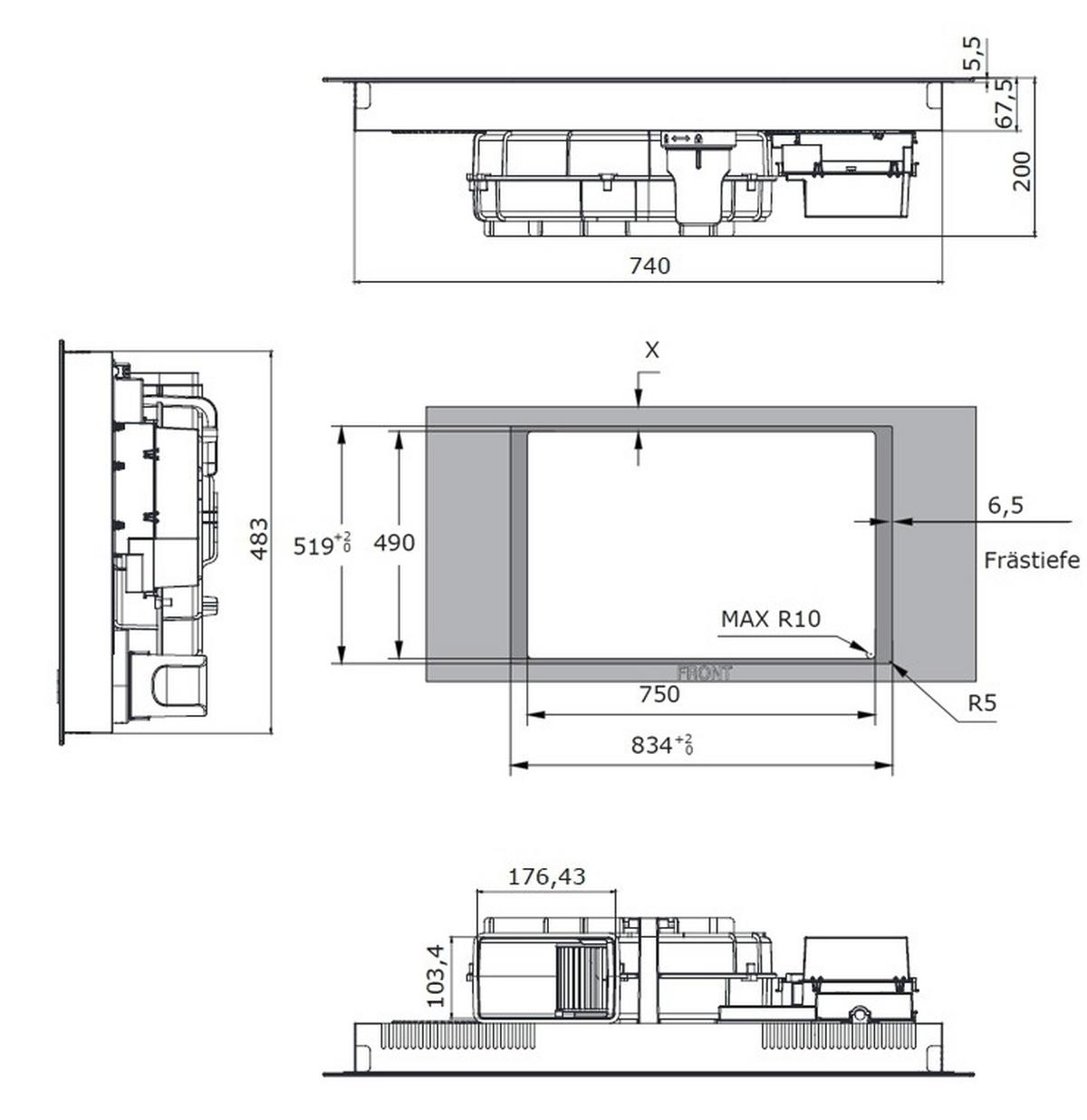 Kochfeld-Dunstabzug-Kombi DHKI752800C - Schwarz, MODERN, Glas (83/20/51,5cm) - Amica
