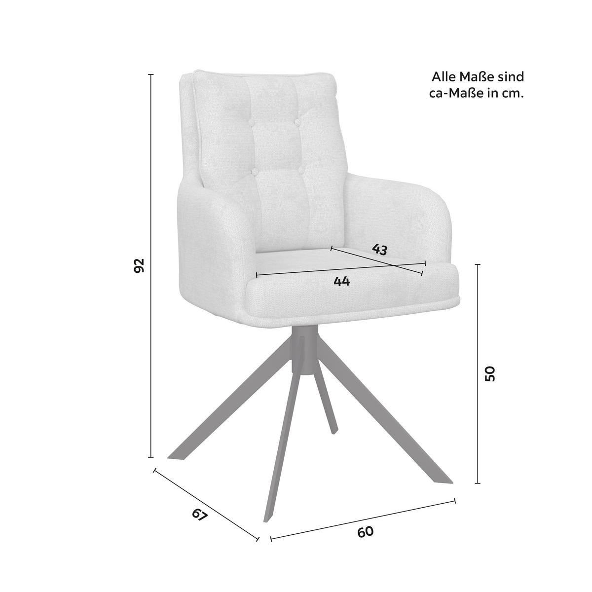Armlehnstuhl Marietta Hellgrau Webstoff Gepolstert - Hellgrau/Schwarz, MODERN, Holz/Textil (66/90/60cm) - Bessagi Home