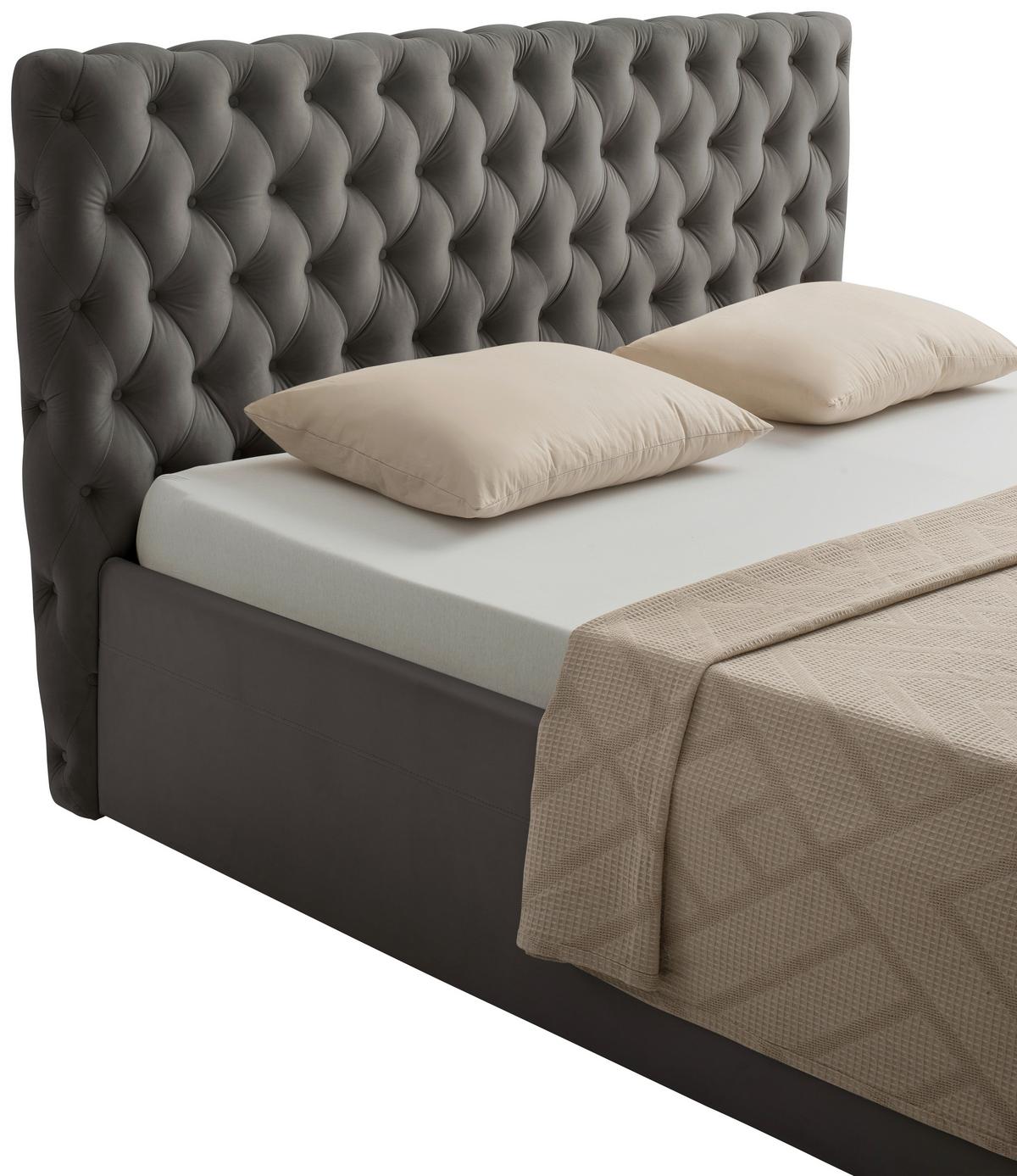 Polsterbett Katar Grau ca. 140x200cm - Schwarz/Grau, KONVENTIONELL, Textil (140/200cm) - Mömax