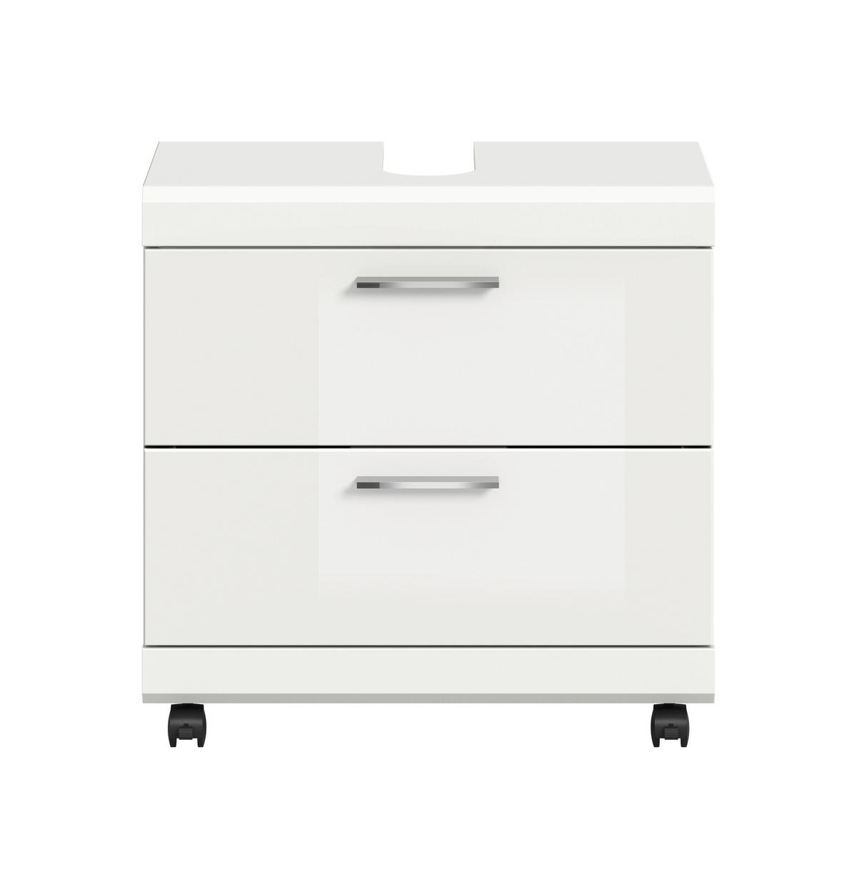 Waschbeckenunterschrank Scout Weiß/Weiß Hochglanz - Weiß Hochglanz/Silberfarben, Trend, Holzwerkstoff/Kunststoff (60/60/34cm) - MID.YOU