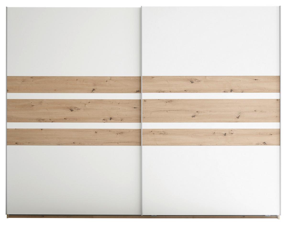 Omara Z Drsnimi Vrati Catania, Bela, Barva Hrasta - bela/barve aluminija, Moderno, kovina/leseni material (270/210/60cm) - Livetastic