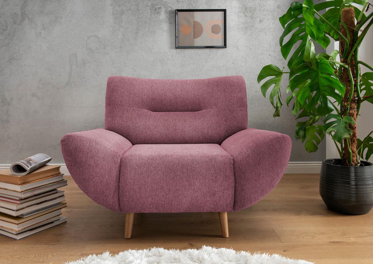 Sessel Drago Brombeere Chenille - Wildeiche/Brombeere, MODERN, Holz/Textil (111/81/90cm) - MID.YOU