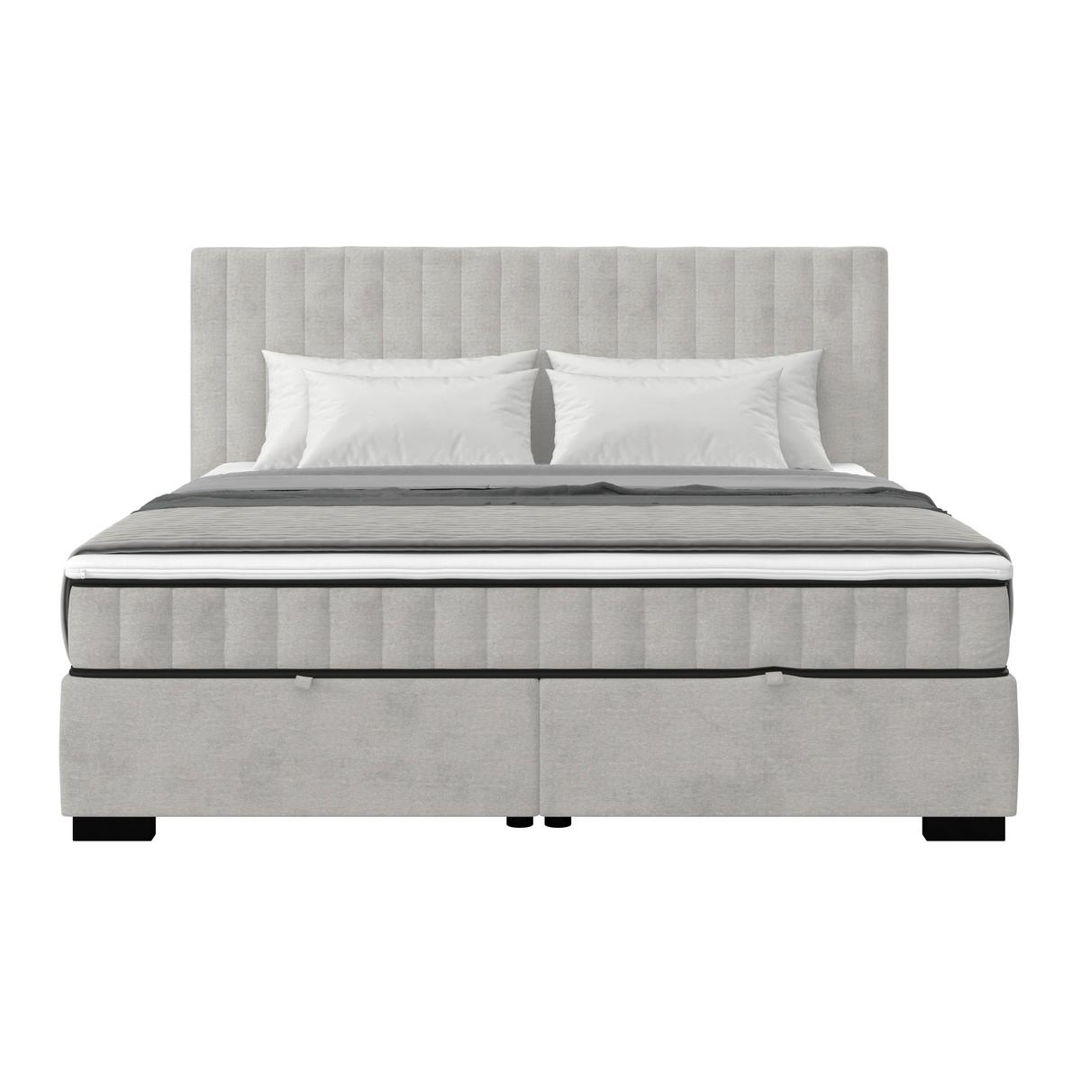 Box Krevet Maya C - svijetlo siva/crna, Moderno, drvni materijal/drvo (160/200cm) - Modern Living