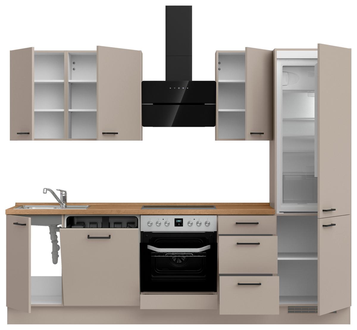 Küchenleerblock Easytouch High o. Geräte Sandfarben - Sandfarben/Eichefarben, MODERN, Holzwerkstoff/Metall (270cm) - Nobilia