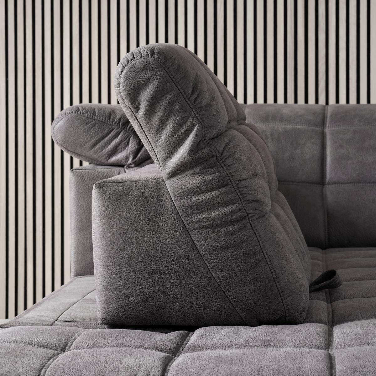 Ecksofa Panama Links Anthrazit - Anthrazit/Schwarz, KONVENTIONELL, Textil/Metall (216/89-102/304cm) - Premium Living