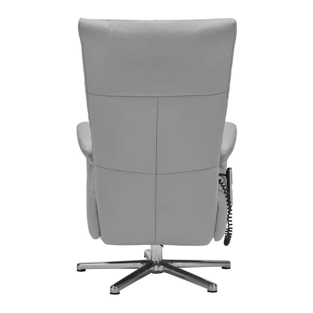 Relaxsessel Sitting 2 Grauweiß - Chromfarben/Grauweiß, MODERN, Leder (70/111/80cm) - Premium Living