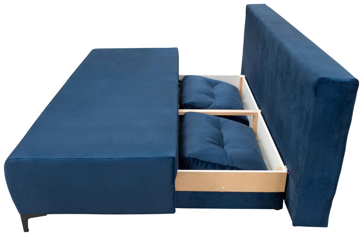 Zofa Boxspring Viera, Temno Modra, Ležišče, Predal - črna/temno modra, Moderno, kovina/tekstil (201/100/105cm) - Mömax