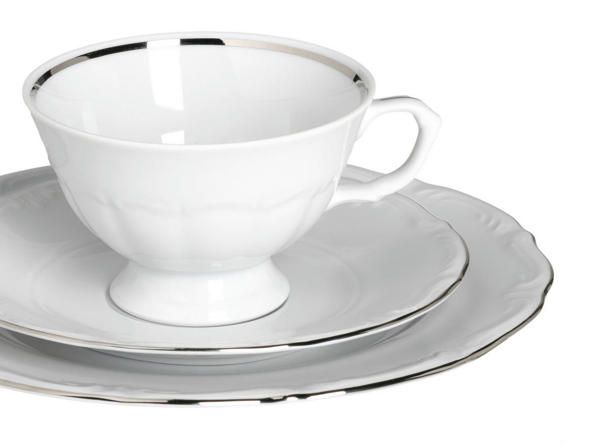 Kavni Servis Maria Theresia Platin, 18-Delni Set - platinaste barve/bela, Basics, keramika - Creatable