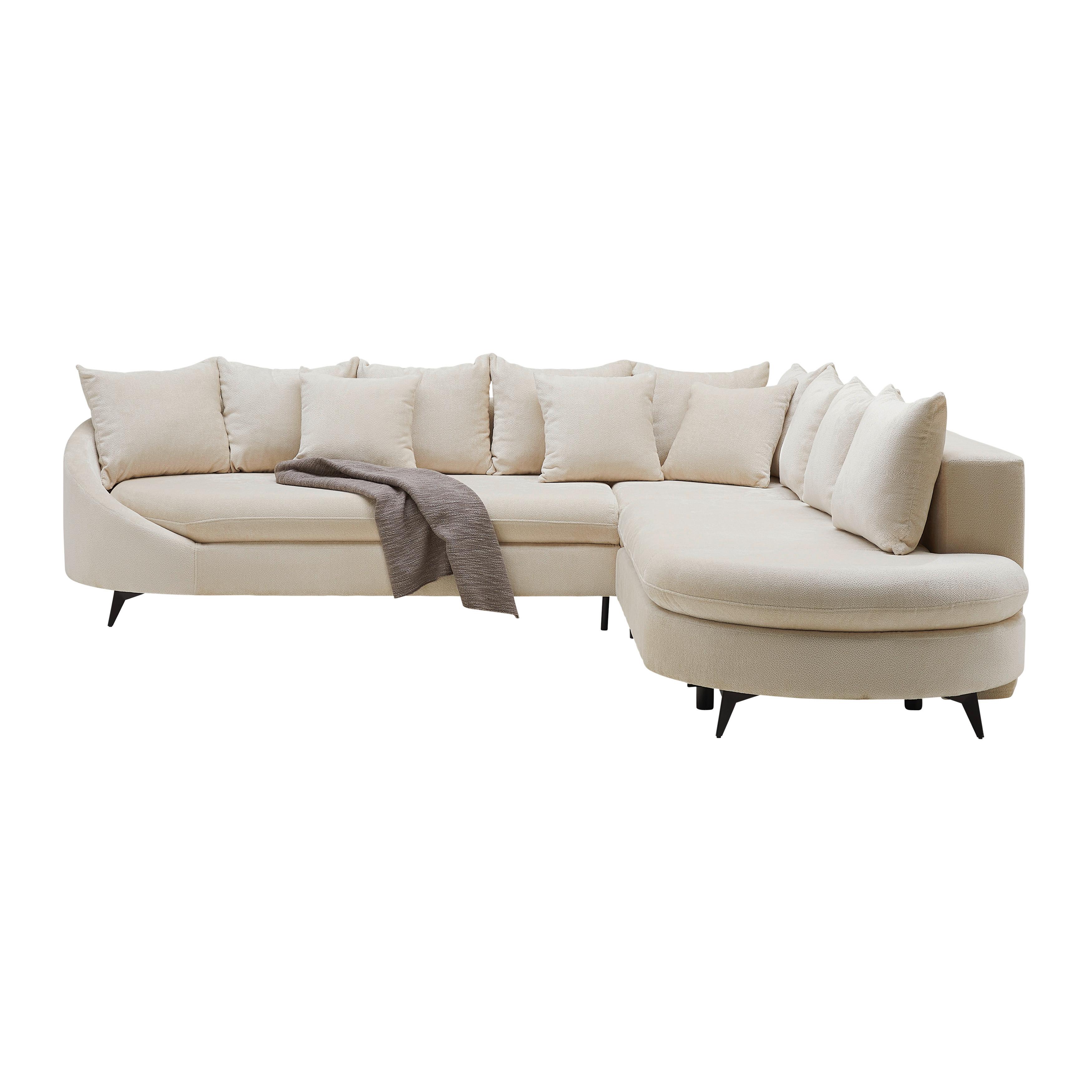 Wohnlandschaft Axel in Beige - Creme/Schwarz, MODERN, Textil/Metall (291/87/250cm) - Mömax