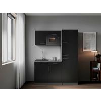 Küchenblock Oliver m. Geräten Schwarz - Schwarz/Grau, Trend, Holzwerkstoff/Metall (160cm) - Respekta