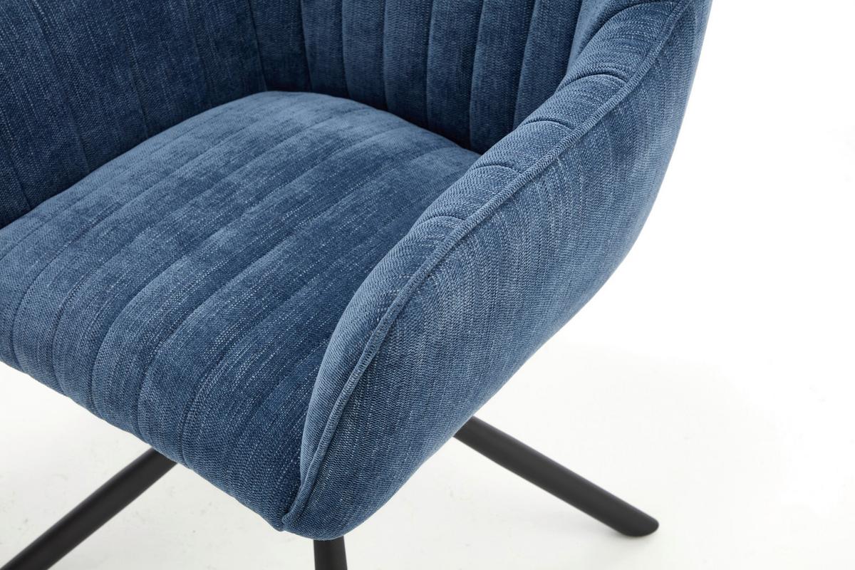 Armlehnstuhl Trient Blau - Blau/Schwarz, MODERN, Textil/Metall (63/88/62cm) - Premium Living