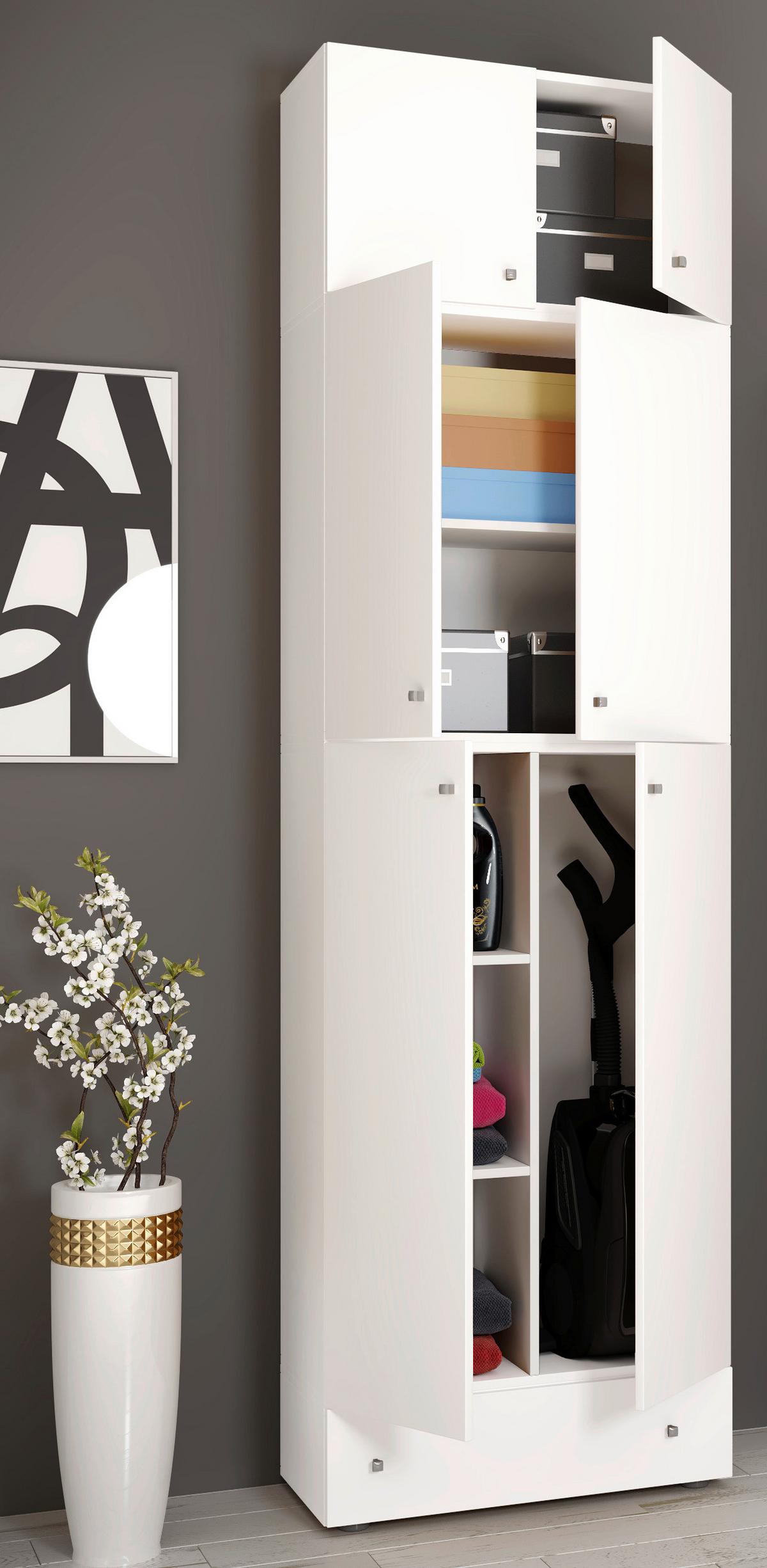 Mehrzweckschrank Lona XXL Weiß ca. 70x240x39 cm - Schwarz/Weiß, MODERN, Holzwerkstoff/Kunststoff (70/240/39cm) - MID.YOU