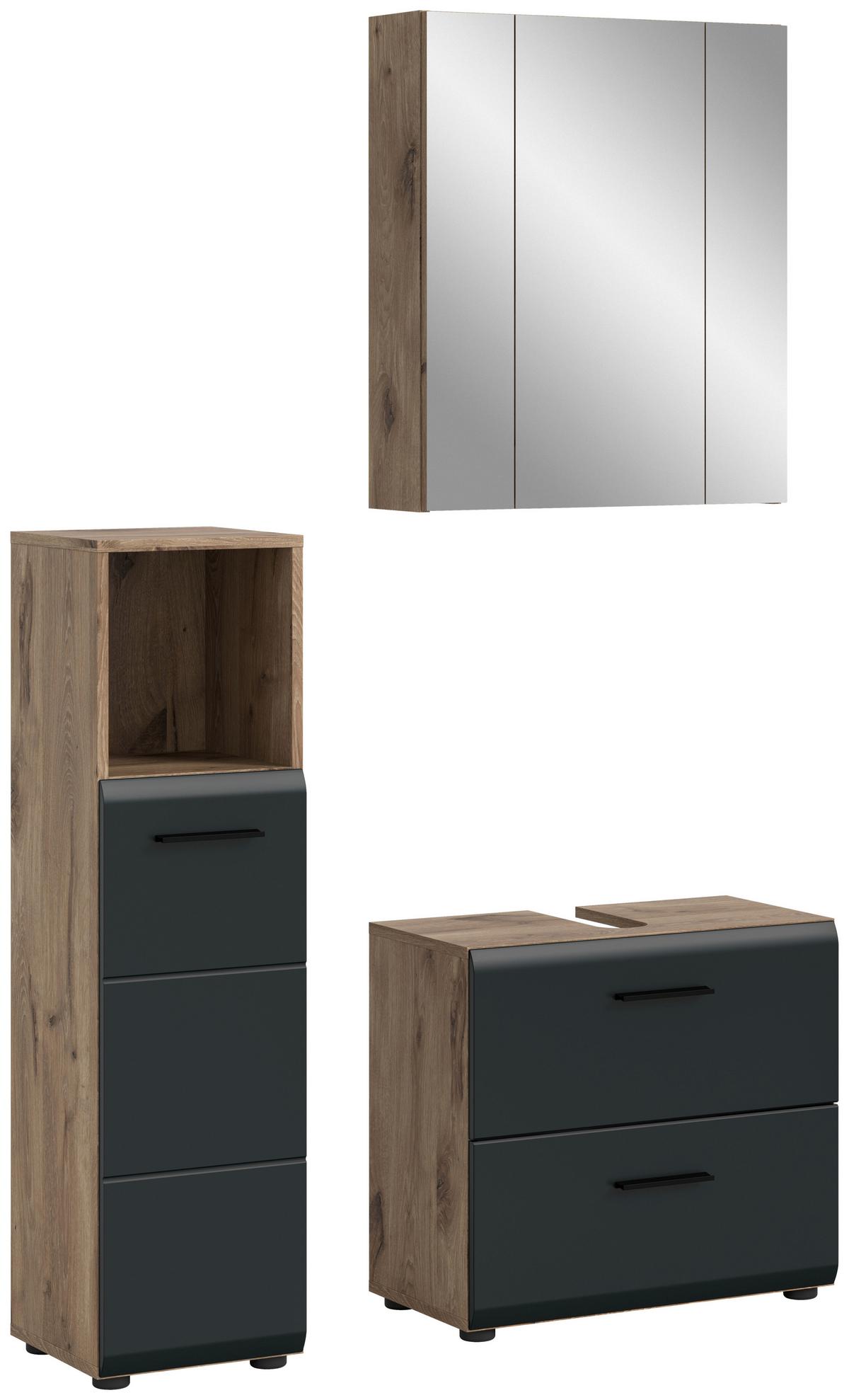 BADEZIMMER ICE - Eiche dunkel/Schwarz, Basics, Holzwerkstoff/Kunststoff (90cm) - MID.YOU