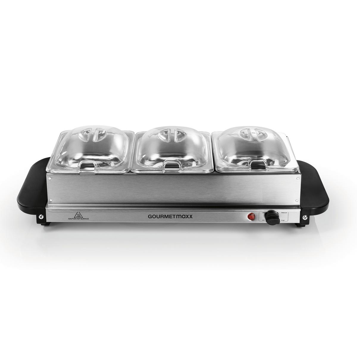 PODGRZEWACZ BUFETOWY 16442 - kolor srebrny/czarny, Basics, tworzywo sztuczne/metal (54,6/14,7/27,8cm) - GOURMETMAXX