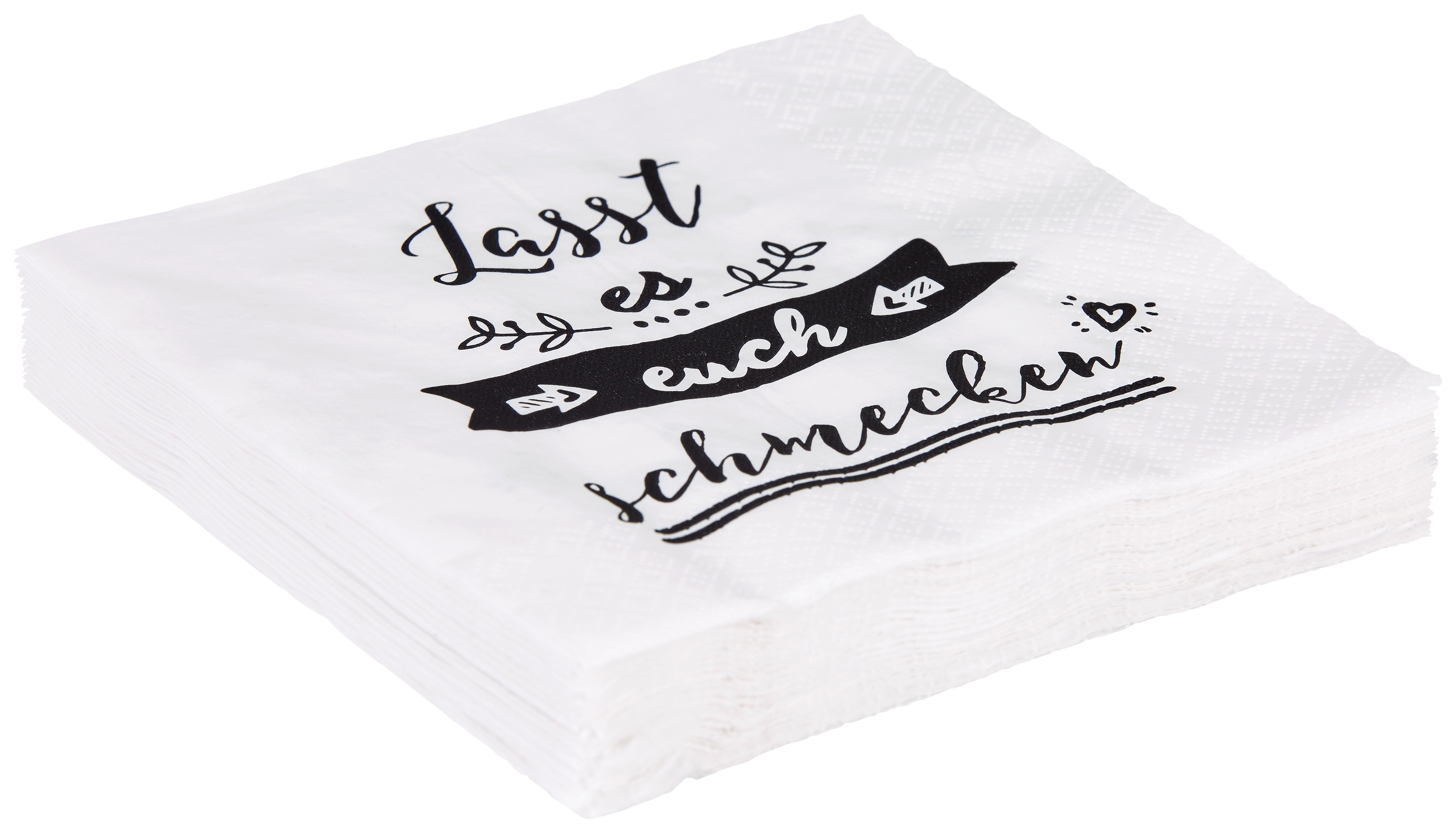 Serviette Frida Weiß/Schwarz - Schwarz/Weiß, KONVENTIONELL, Papier (33/33cm)