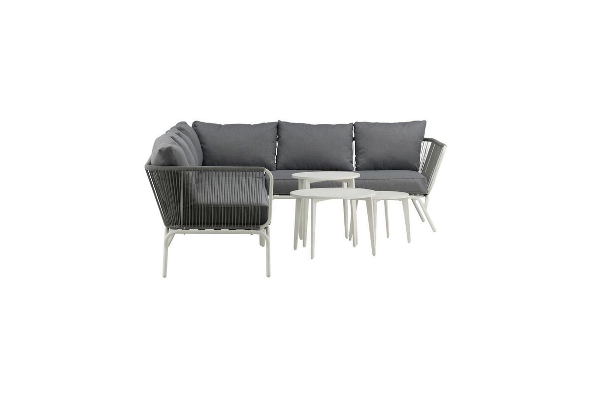 Dining-Loungeset Roxo ca. 283x221 cm Grau/Weiß - Weiß/Grau, KONVENTIONELL, Textil/Metall - Gardenson