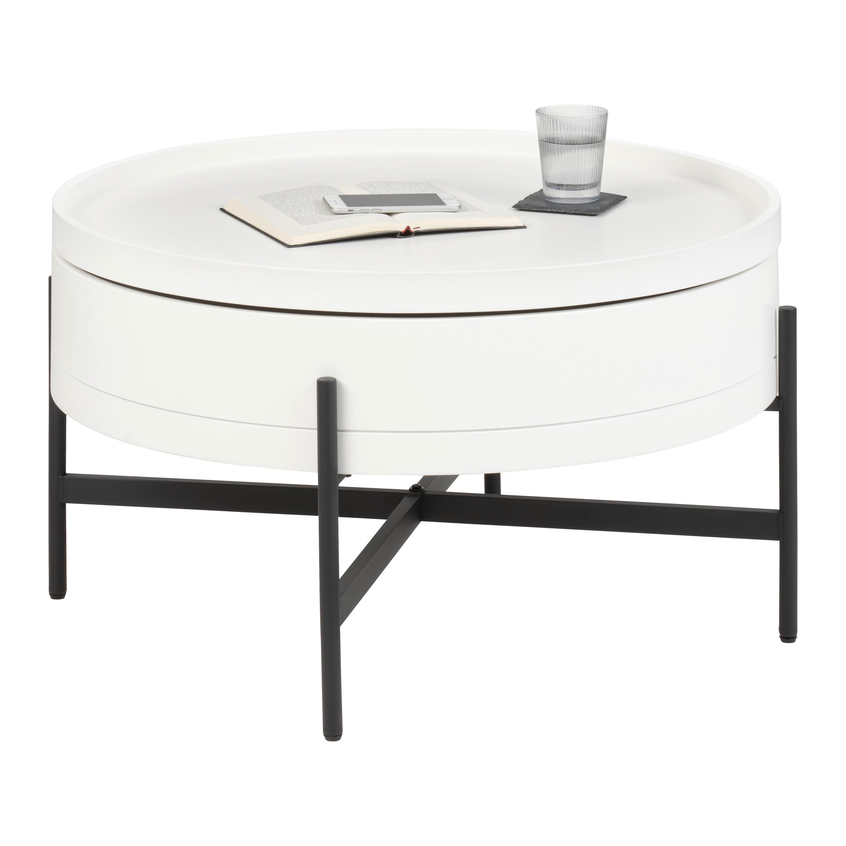 SOFFBORD MALABO - vit/svart, Modern, metall/trämaterial (80/45/80cm) - Premium Living