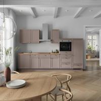 Küchenblock Frame Low m. Geräten Beigebraun - Edelstahlfarben/Eichefarben, MODERN, Holzwerkstoff/Metall (330cm) - Nobilia