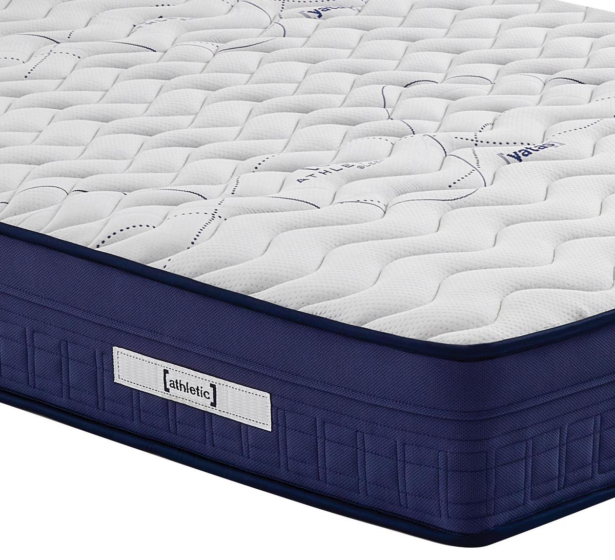 Taschenfederkernmatratze Athletic H3 ca.90x200cm - Weiß/Dunkelblau, Basics, Textil (90/200cm) - Yatas