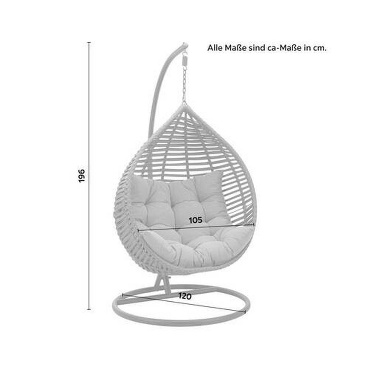 Fotoliu suspendat Nancy - gri închis/negru, Modern, plastic/metal (105/196/120cm) - Bessagi Garden