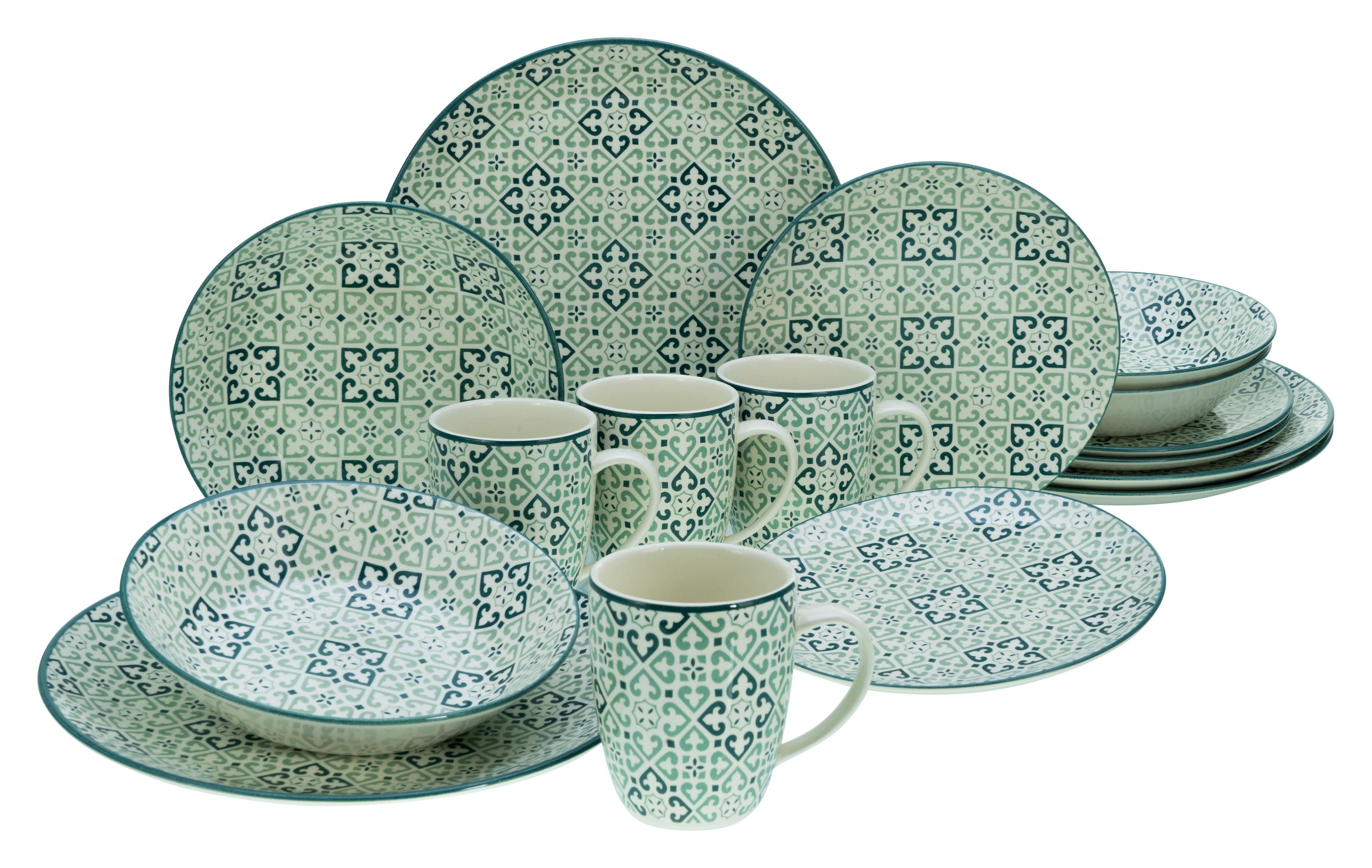 Kombinirani Servis Yara Petrol, 16-Delni - zelena/bela, Basics, keramika - Creatable