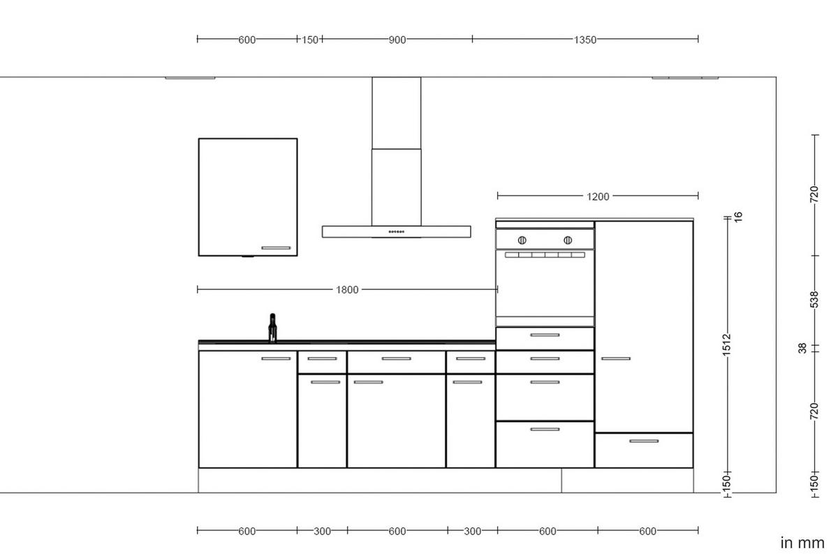 Küchenleerblock Structura Low o. Geräte Eiche - Schieferfarben/Eichefarben, MODERN, Holzwerkstoff/Metall (300cm) - Nobilia