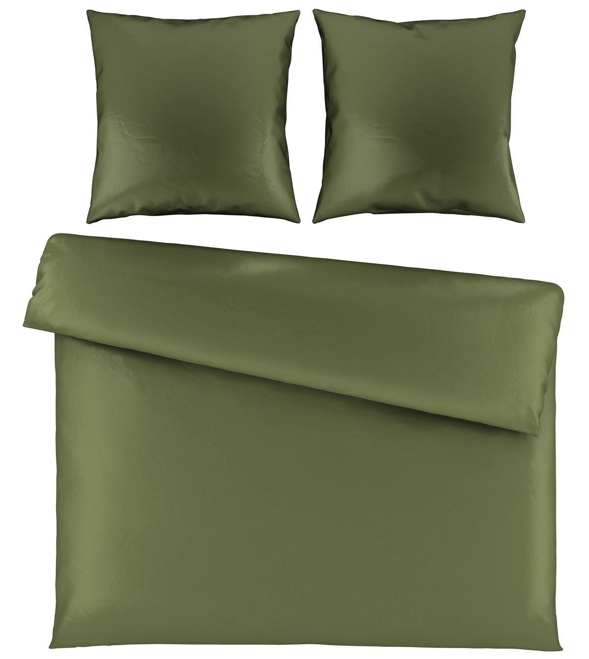 Bettwäsche Alex Uni XXL ca. 200x220cm - Olivgrün, MODERN, Textil (200/220cm) - Premium Living