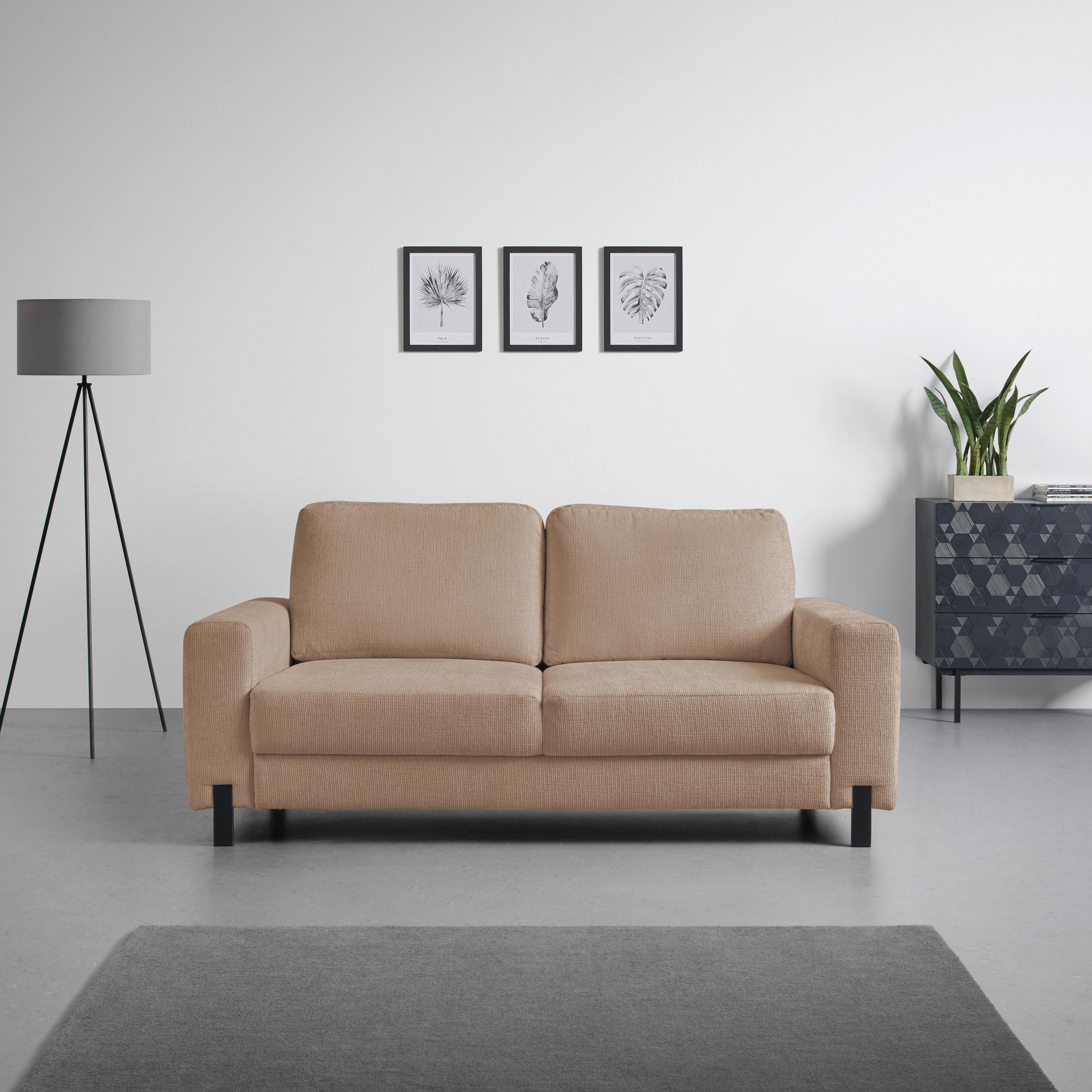 2-Sitzer-Sofa Piega Cappuccino - Schwarz/Cappuccino, MODERN, Textil/Metall (189/66-87/96cm) - Mömax