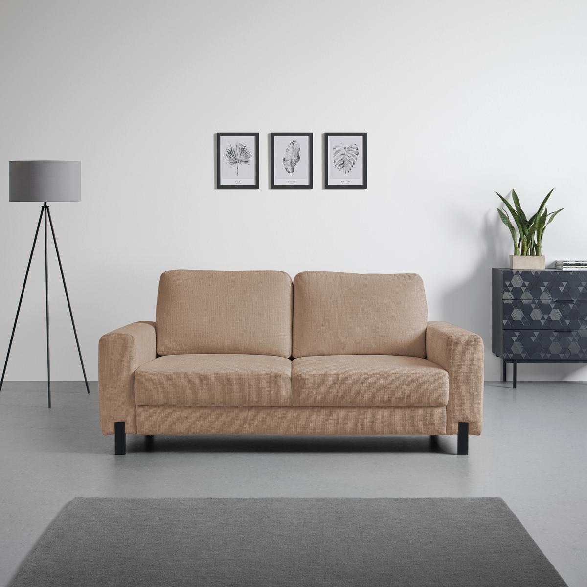 2-Sitzer-Sofa Piega Cappuccino - Schwarz/Cappuccino, MODERN, Textil/Metall (189/66-87/96cm) - Mömax
