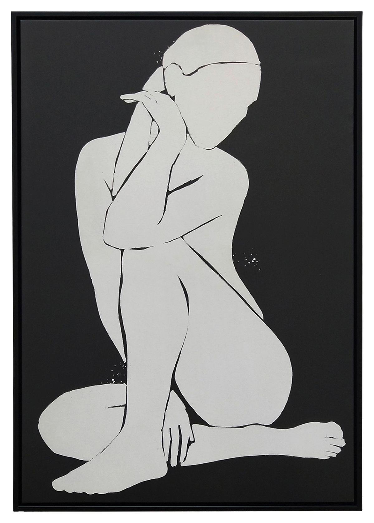 Keilrahmenbild Denise in Schwarz ca. 60x90cm - Schwarz/Weiß, Holz/Kunststoff (60/90cm) - Modern Living