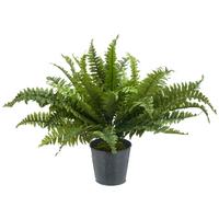 Kunstpflanze Bostonfarn Grün Ø ca. 70cm - Zinkfarben/Grün, Basics, Kunststoff/Metall (70cm) - P & B