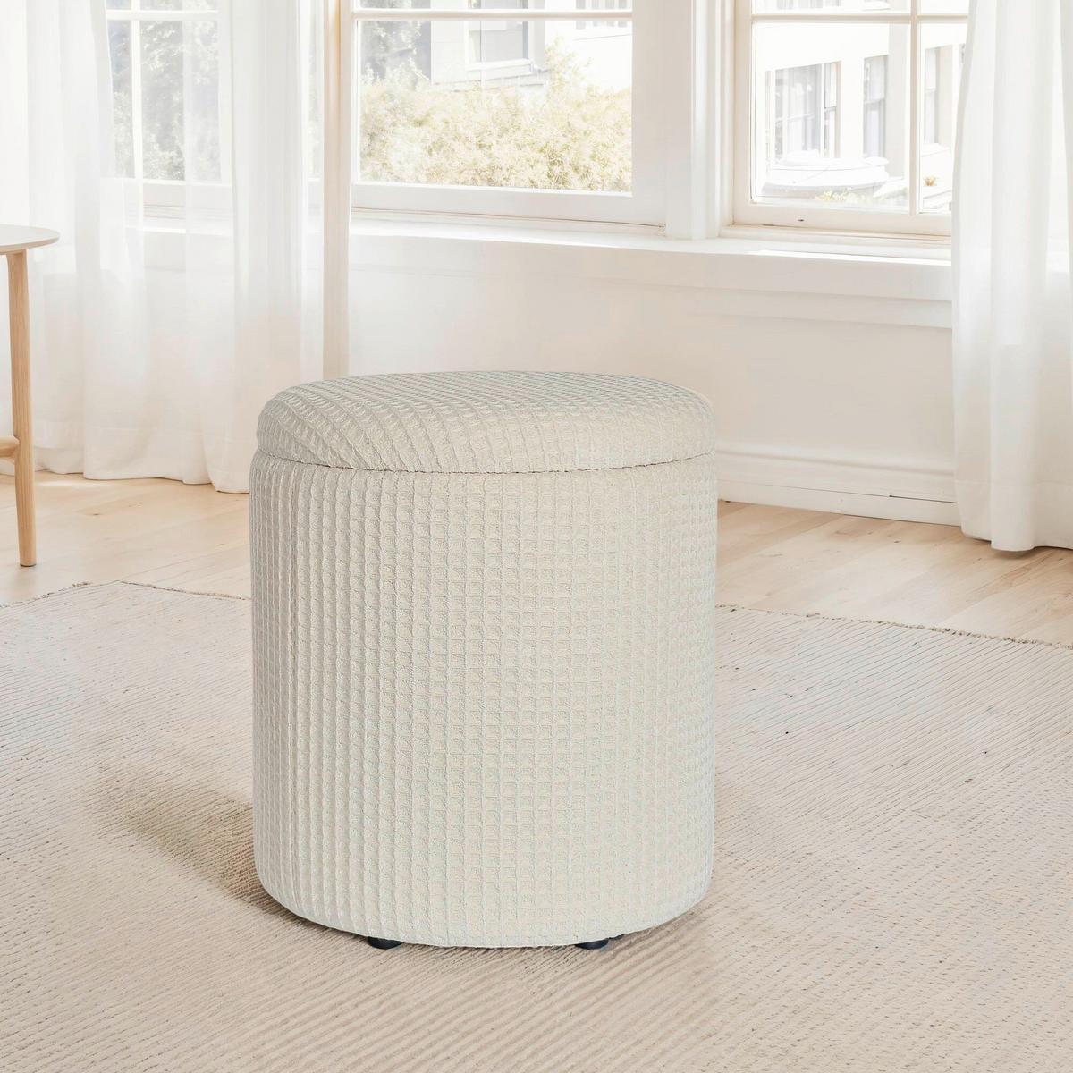 HOCKER SITZHOCKER BAUMWOLLE - Creme, Design, Textil (40/45/40cm) - MID.YOU