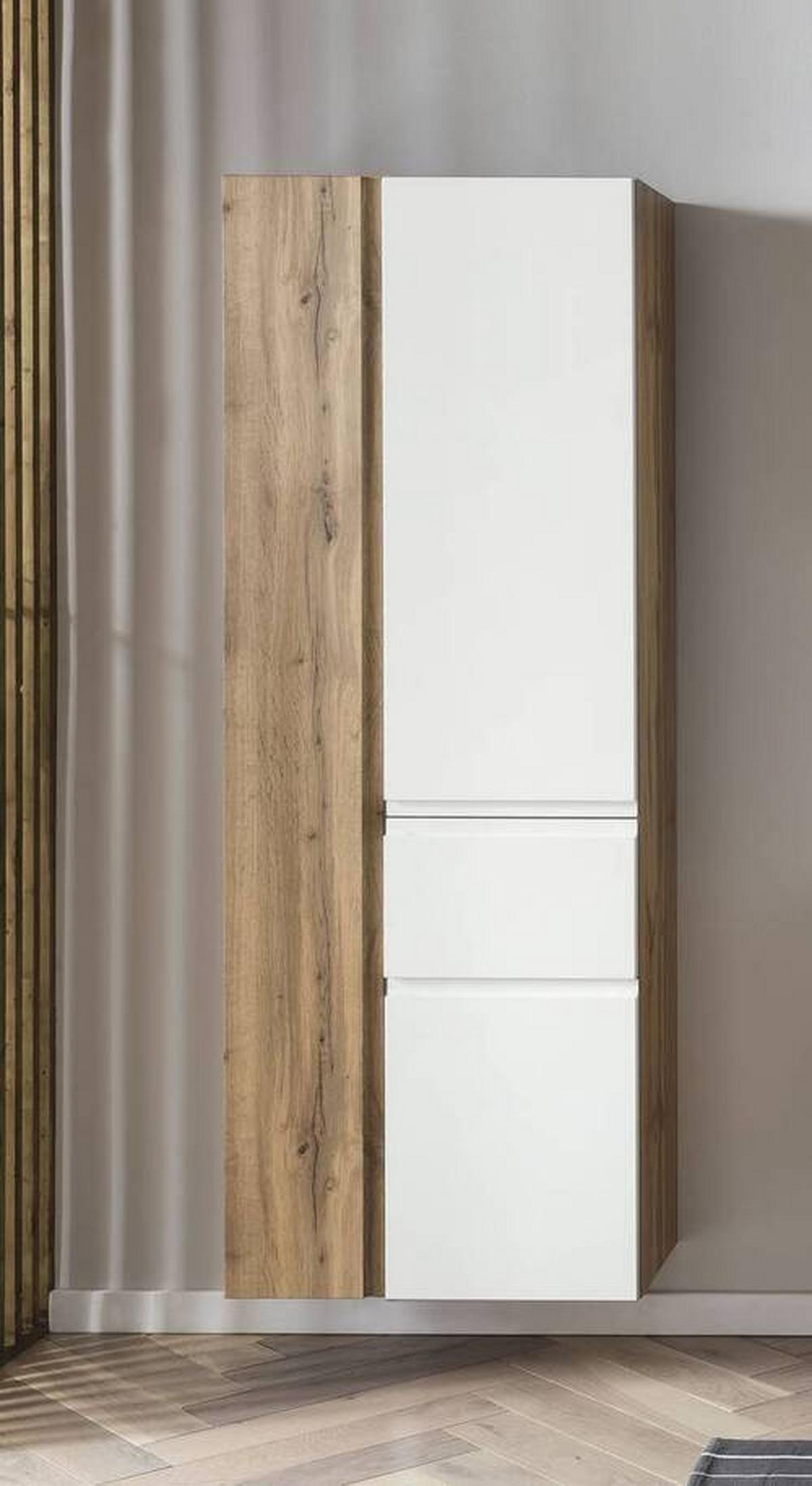 Hochschrank Varese ca. 65x180 cm Weiß/Eiche - Eiche Wotan/Weiß, MODERN, Holzwerkstoff (65/180/35cm) - Held