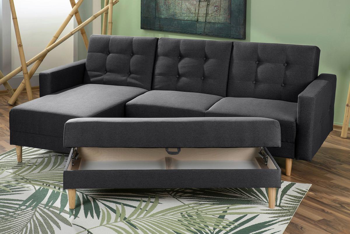 ECKSCHLAFSOFA EASY RELAX - Eschefarben/Graphitfarben, MODERN, Holz/Textil (223/152cm) - Max Winzer