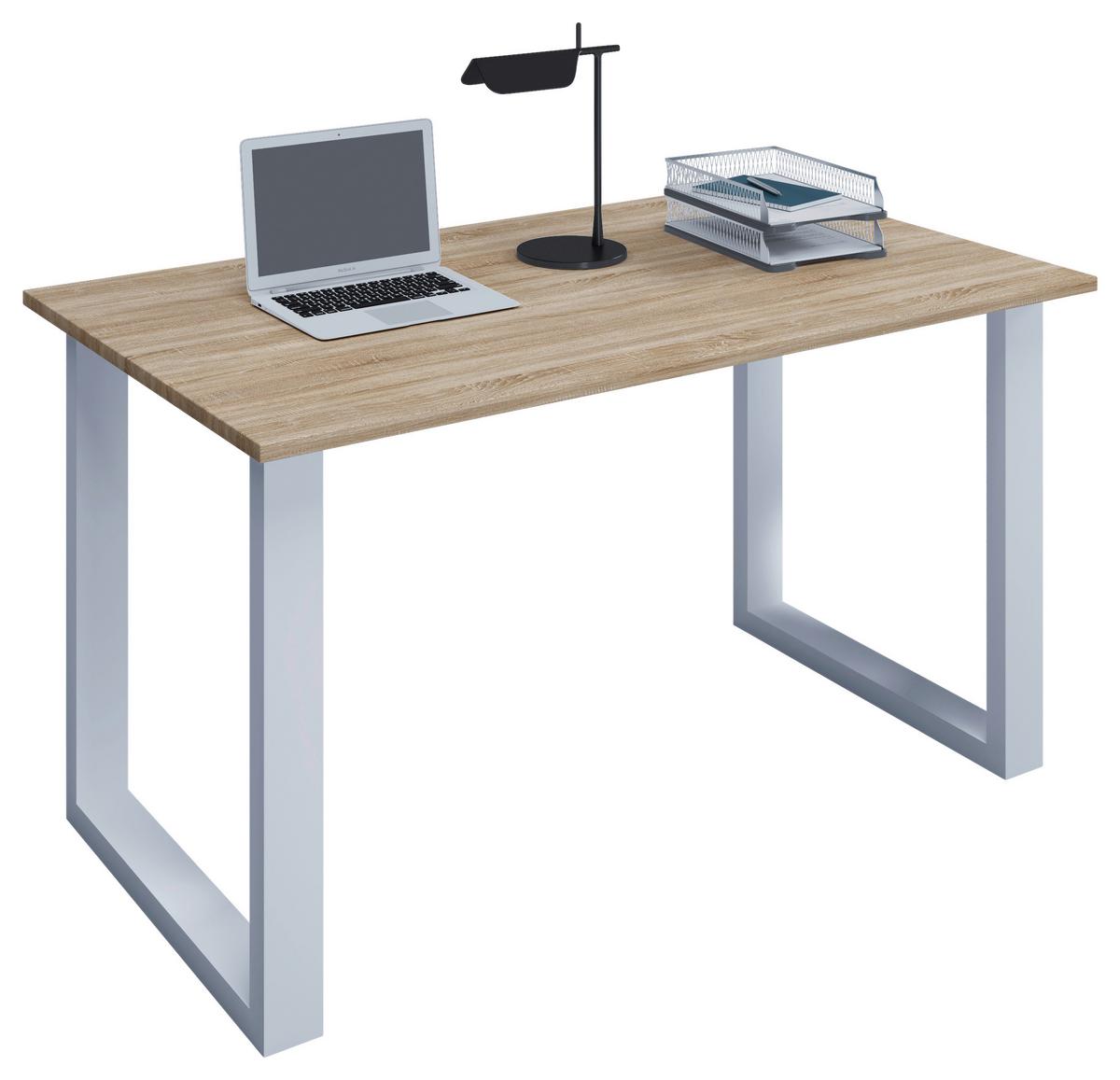 Pisalna Miza Lona, Hrast, 110x50cm - bela/hrast sonoma, Moderno, kovina/leseni material (110/50/76cm) - MID.YOU