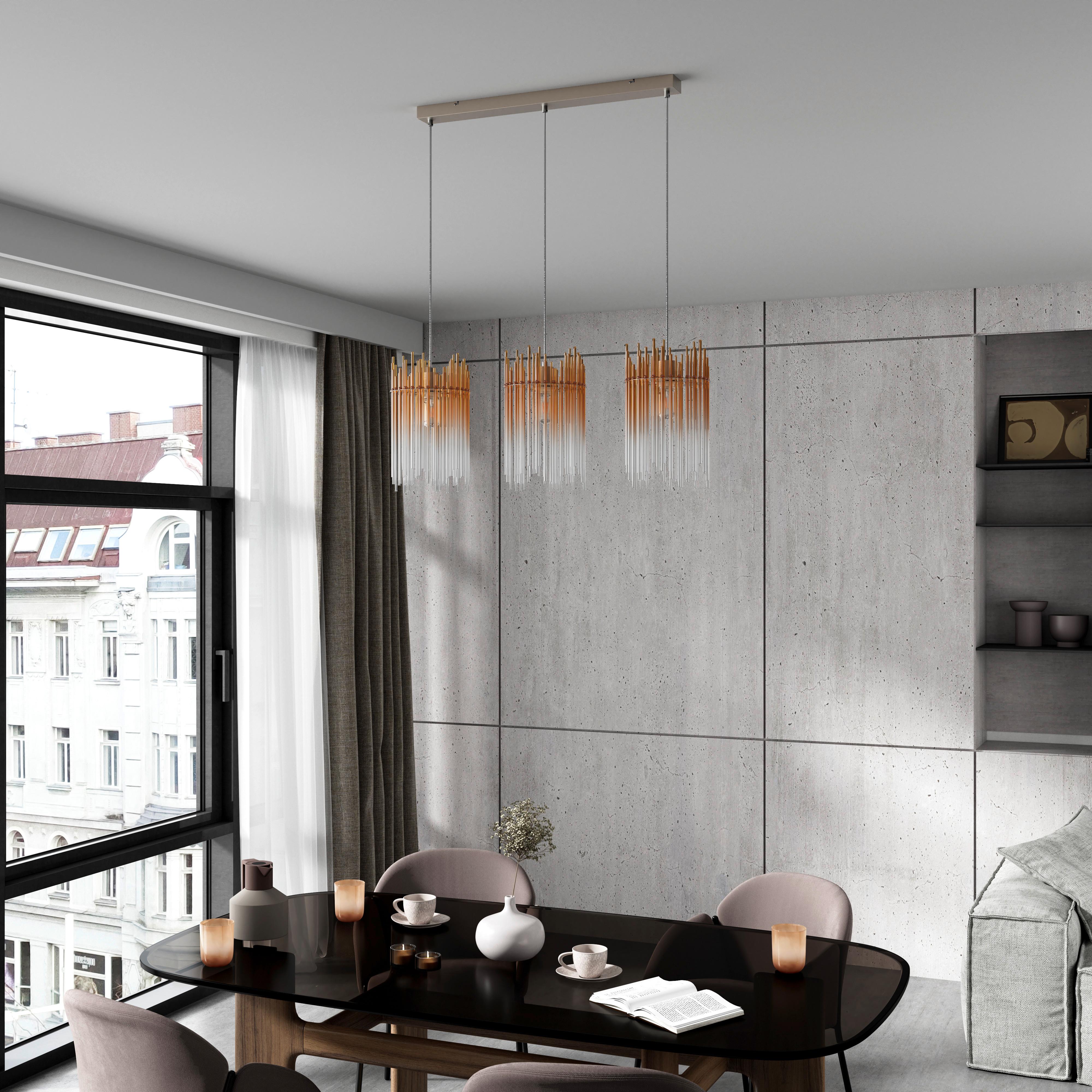 HÄNGLAMPA STAB - bärnstensfärgad/champagne, Modern, metall/glas (81/20/150cm)