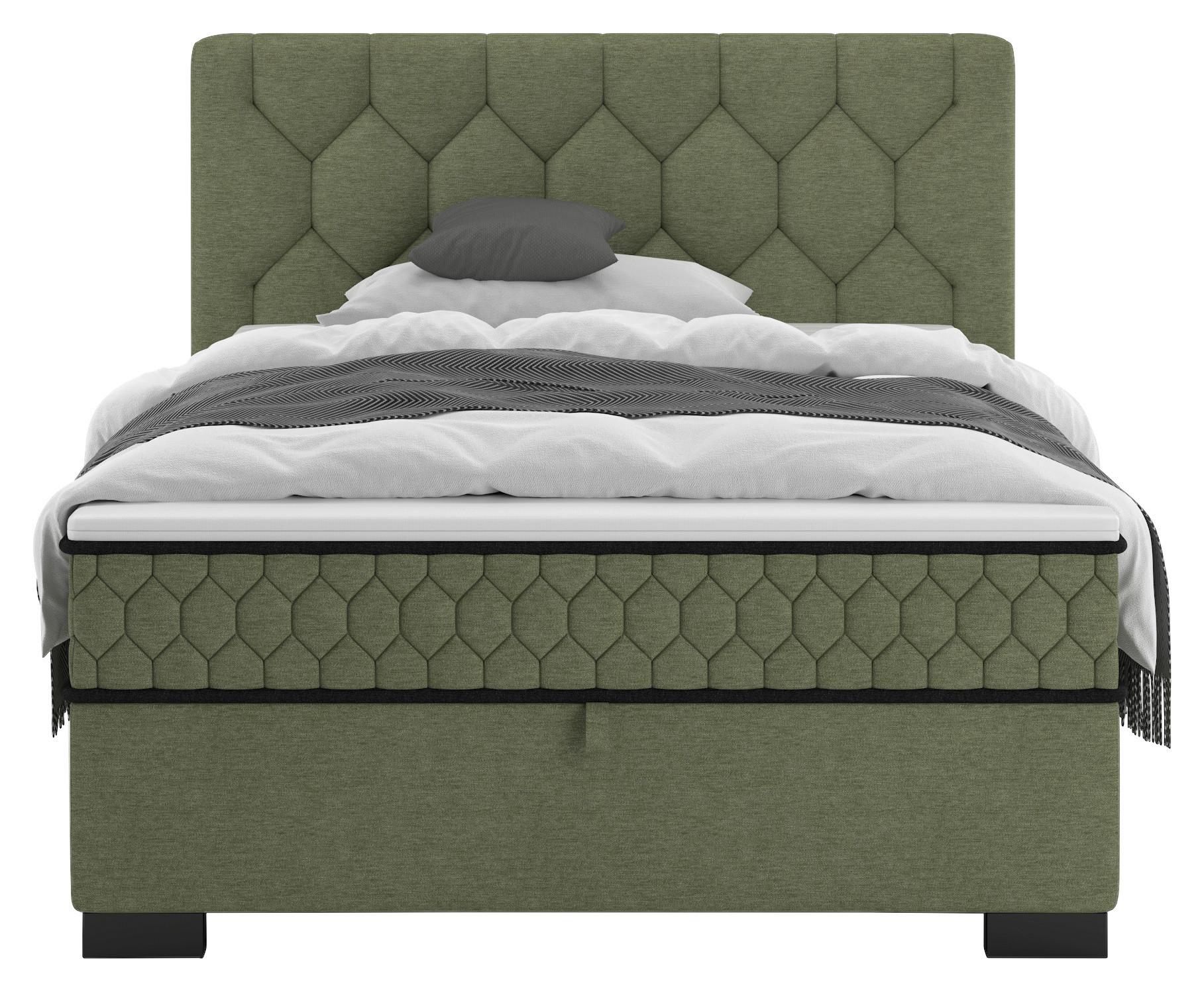 Boxbett Maya D Olivgrün ca. 140x200cm - Schwarz/Olivgrün, KONVENTIONELL, Holz/Holzwerkstoff (140/200cm) - Mömax