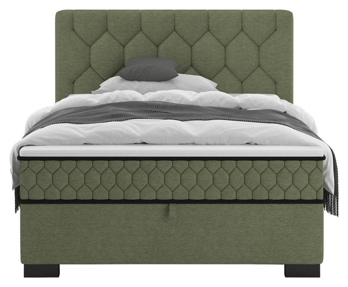 Boxbett Maya D Olivgrün ca. 140x200cm - Schwarz/Olivgrün, KONVENTIONELL, Holz/Holzwerkstoff (140/200cm) - Mömax