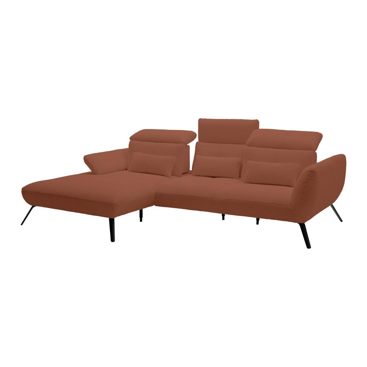 Wohnlandschaft Seattle Kupferfarben - Schwarz/Weiß, MODERN, Holzwerkstoff/Textil (196/87-107/301cm) - Premium Living