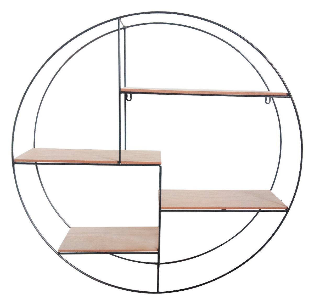Stenski Regal Rom 1, Kovina, Les, Ø 70 Cm - črna/barve pinije, Moderno, kovina/leseni material (70/70/15cm) - Mömax
