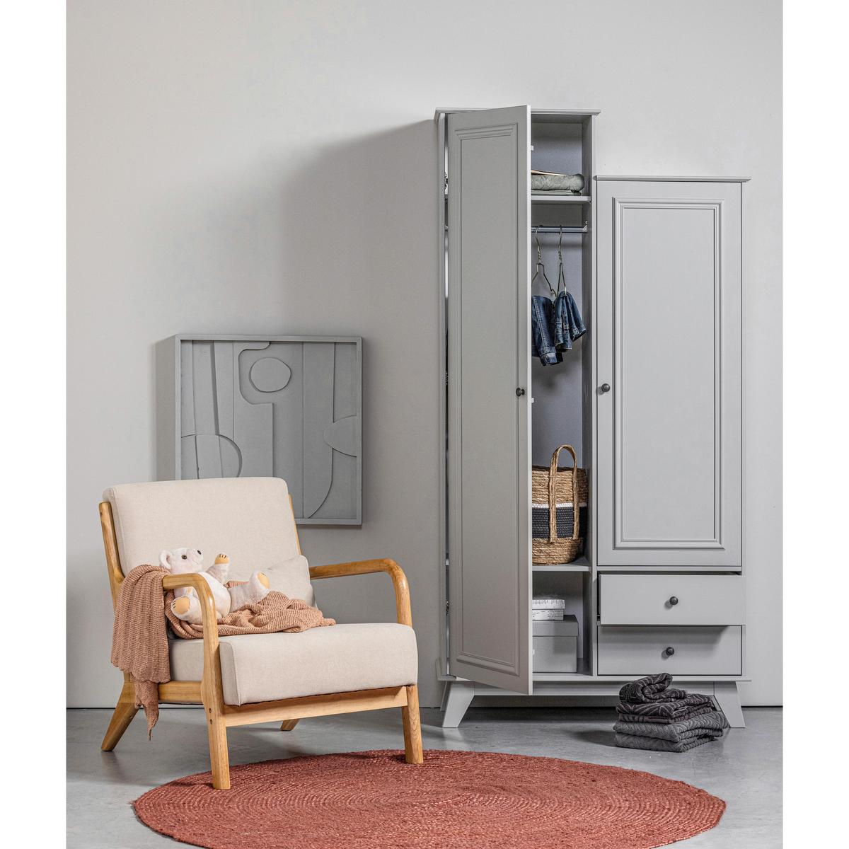 Drehtürenschrank Lily Grau - Schwarz/Grau, Basics, Holz/Metall (98/190/41cm) - MID.YOU