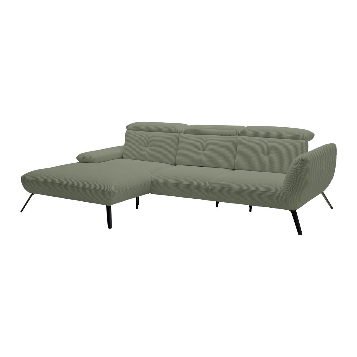 Wohnlandschaft Seattle Olivgrün - Schwarz/Olivgrün, MODERN, Holzwerkstoff/Textil (196/301cm) - Premium Living