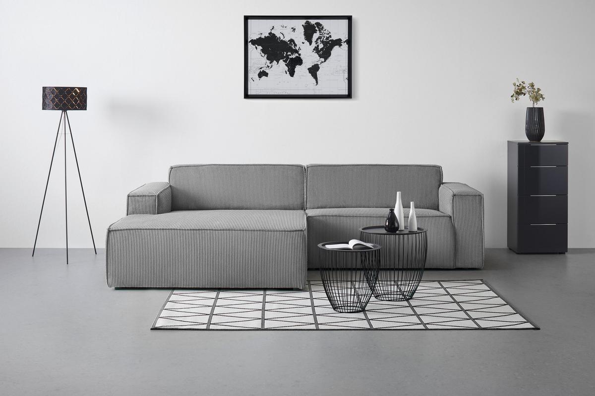 Wohnlandschaft Loft in Hellgrau - Hellgrau/Schwarz, Modern, Kunststoff/Textil (172/75/265cm) - Mömax